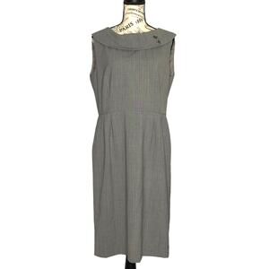 Tahari Arthur S. Levine (12) Pinstripe Fold Collar Sleeveless Sheath Dress Lined